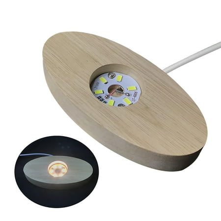 

✪ Night Light Solid Wood Material Luminous Lamp Base Colorful White and Warm Light