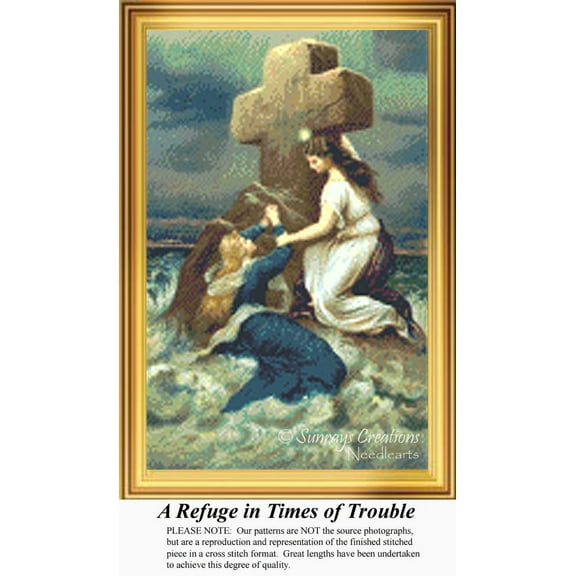 A Refuge in Times of Trouble, Vintage Counted Cross Stitch Pattern (Pattern Only, You Provide the Floss and Fabric)