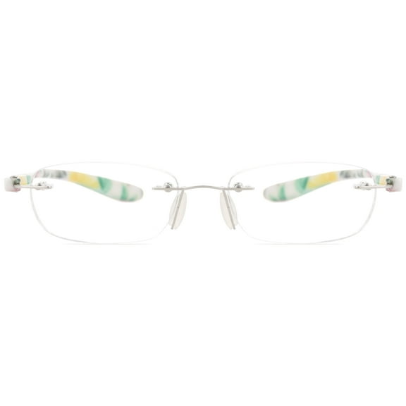 1PACK Gabii F099 Metal Floral Rectangle Women's Rimless Reading Glasses W/Case  1.00