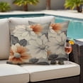 thumbnail image 4 of Burnt Orange Grey Outdoor Waterproof Pillow Covers, Vintage Spring Floral Botanical Decorative Square Throw Pillowcase Sofa Cushion Sham for Patio/Couch/Chair, 18"x18" 2 Pack, 4 of 8