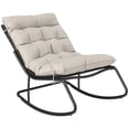 thumbnail image 1 of Outsunny Outdoor Rocking Chair w/ Cushion, Oversized Patio Chair, Khaki, 1 of 10