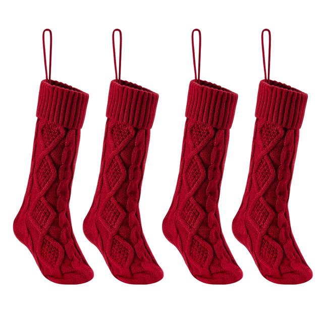Kmbangi Christmas Stockings, Solid Color Knitted Design Large Capacity Suspension Rope Multifunctional Gift Socks