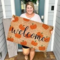 Hello Pumpkin Welcome Funny Cute Doormat Door Mat Welcome Friends Doormat Funny Doormat New Home Door Mat Crystal Velvet, Multi-Color One Size
