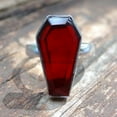 thumbnail image 6 of Garnet Natural Gemstone Coffin Ring, Genuine 925 Sterling Silver, Statement Promise Ring, Engagement Wedding Birthday Men's Women's Ring, January Birthstone Unique Gifts For Him (garnet, Size 7), 6 of 9