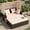 Mix Brown, Beige, variant on Barara King Outdoor Patio Rattan Daybed with Retractable Canopy and Side Tables for Garden Balcony Comfortable Lounging, Beige