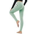 thumbnail image 2 of BALEAF Women's Fleece Lined Leggings Thermal Warm Winter Tights High Waisted Thick Yoga Pants Cold Weather with Pockets Light Green L, 2 of 5