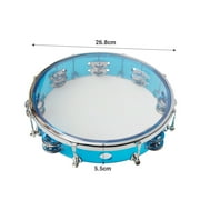 MIXFEER 10 Inch Hand Held Tambourine Double Row Tambourine Drum Set Percussion Instrument Musical Educational Toy Instrument for Church Performance Kids Adults with Tuning Key Blue