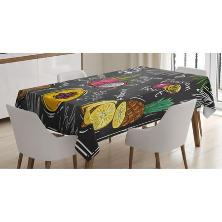 

Fruit Tablecloth Hand Drawn Mango Dragon Fruit Papaya Coconut and Pineapple Sketch Tropical Blackboard Rectangular Table Cover for Dining Room Kitchen 60 X 84 Inches Multicolor by Ambesonne
