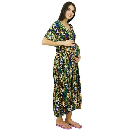 

Bimba Nursing Cotton Kaftan Maxi Maternity Night Wear Hospital Delivery Gown