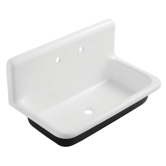 Gourmetier GCLWS362019 Towne 36-Inch Cast Iron Wall Mount Utility Sink, 2-Hole, White