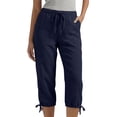 thumbnail image 4 of Axiiglly Cotton Linen Capri Pants for Women Drawstring Elastic Waist Relaxed Fit Summer Holiday Travel Lounge Capris, S-3XL, 4 of 9
