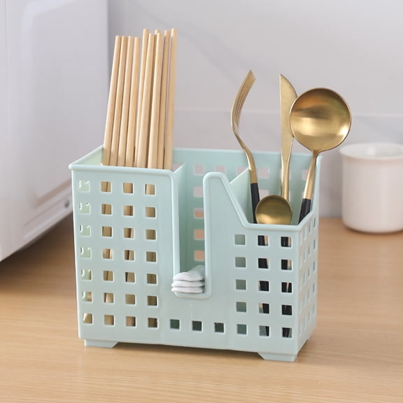 PBPBOX 2Pcs Universal Dishwasher Holder for Chopsticks Light Green Pp Drying Three Compartments Design