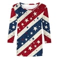 thumbnail image 4 of Cavosen American Flag T Shirts Women Plus Size Red White and Blue 3/4 Sleeve Round Neck T Shirts USA Star Striped Graphic Tops Lady 3X Patriotic Casual T Shirts Independence Day Tunic Tees, 4 of 4