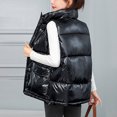 thumbnail image 7 of WCMZJ Women Puffer Vest Sleeveless Winter Zip Up Outerwear Warm Stand Collar Jacket Padded Gilet with Pockets Black XXL, 7 of 7