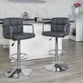 thumbnail image 3 of Flash Furniture Genna Contemporary Gray Quilted Vinyl Adjustable Height Barstool with Arms and Chrome Base, 3 of 12