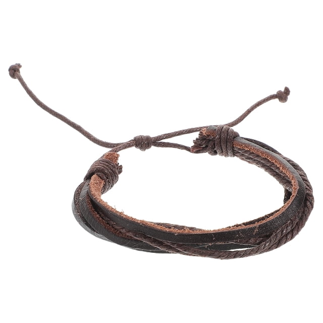 Pulsera vintage de cuero trenzado multicapa para hombre y mujer Pulsera ajustable hecha a mano Pulsera de cuero trenzado para hombre y mujer