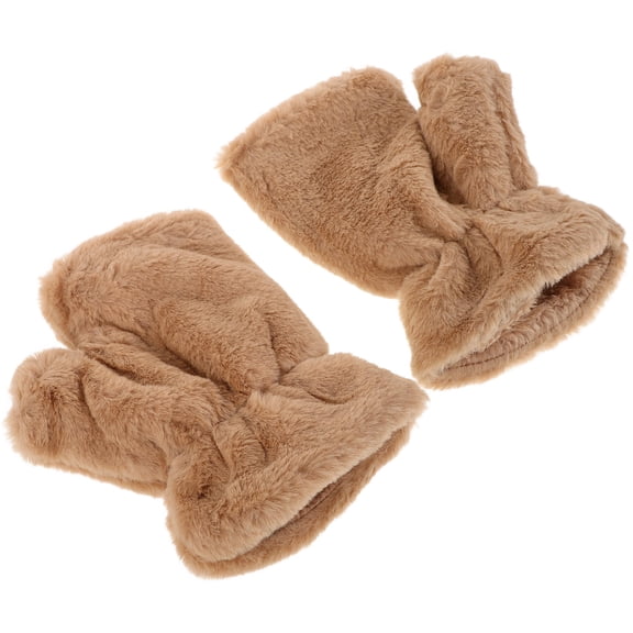 OUNONA Winter Plush Gloves in Brown with Enhanced Warmth for Cold Weather