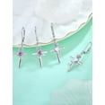thumbnail image 4 of VESITIM Cross Earrings for Women Rose Flower Earring 925 Sterling Silver Dangle Drop Religious Jewelry Gift with Heart White Opal Birthstones, 4 of 7