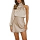 thumbnail image 1 of Lucakuins Vestido de noche con un hombro para mujer, vestido halter de satén de color sólido, vestidos formales de fiesta Lucakuins moda, 1 of 8