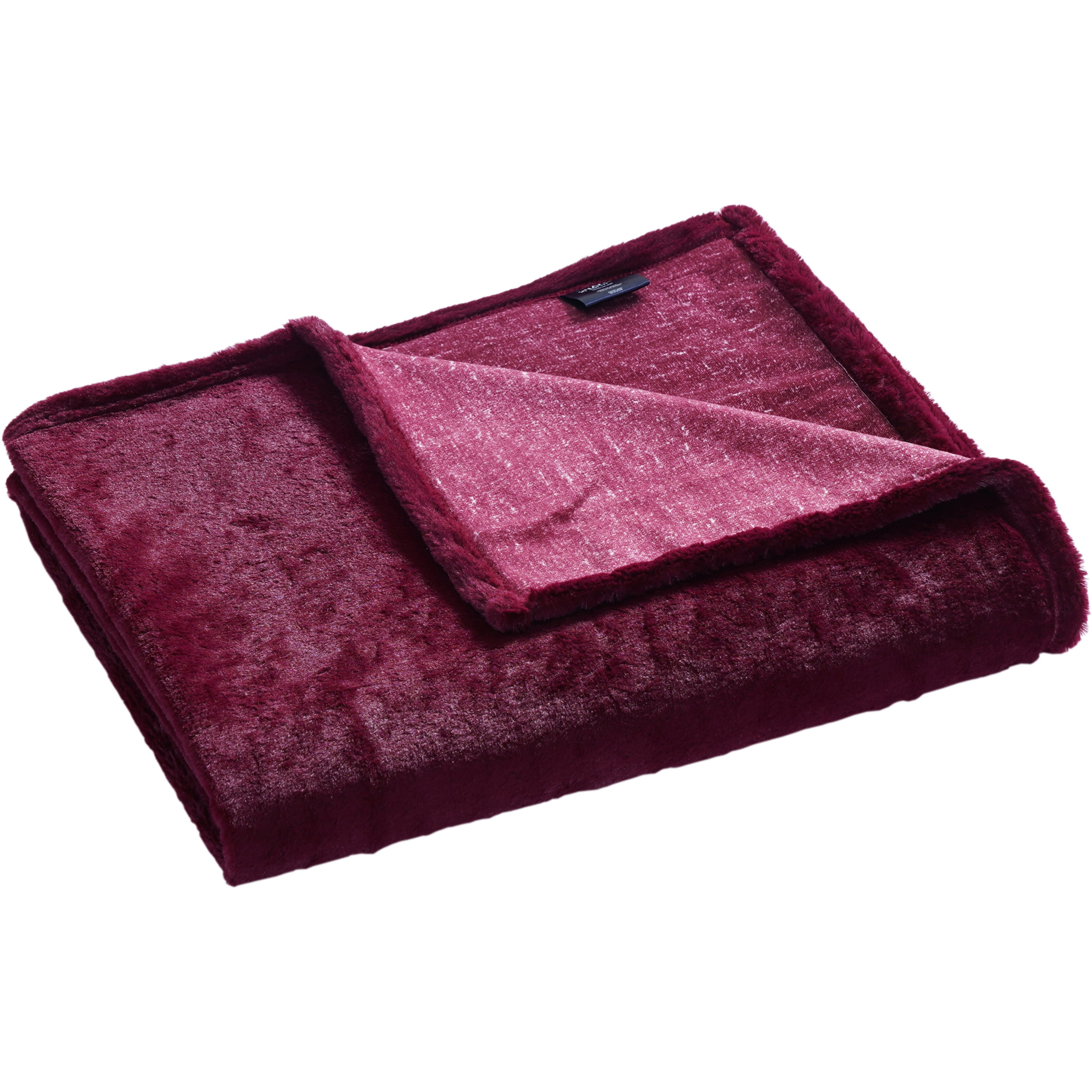 Chaps Plush Bed Blanket with Faux Fur Reverse - Twin 60 X 90, Red