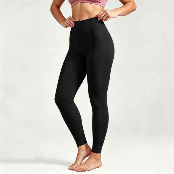 Mifsaly Womens High Waisted Leggings Thermal Underwear Pants Comfortable Stretch Athletic Tights Black,XXXL
