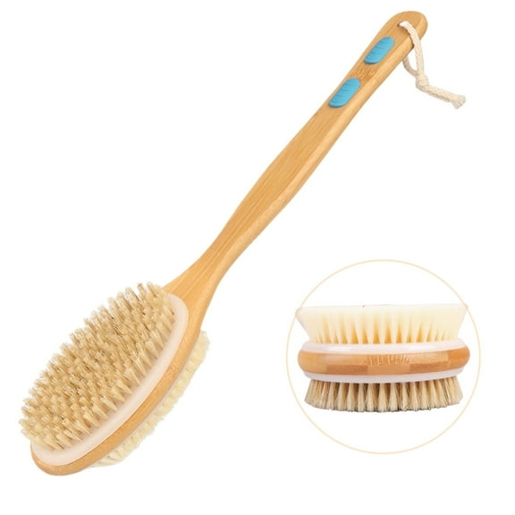 Exfoliating  Body Brush with Long Handle: Versatile Back & Foot Scrubber for Shower, Soft and Stiff Bristles for Effective Massage,  for Wet or Dry Brushing Tool Loofah for Shower