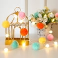 thumbnail image 2 of Guirnalda de luces LED a pilas, bolas navideñas con pompones, guirnalda decorativa de luces para interiores para fiestas en el dormitorio (blanco cálido), 2 of 5