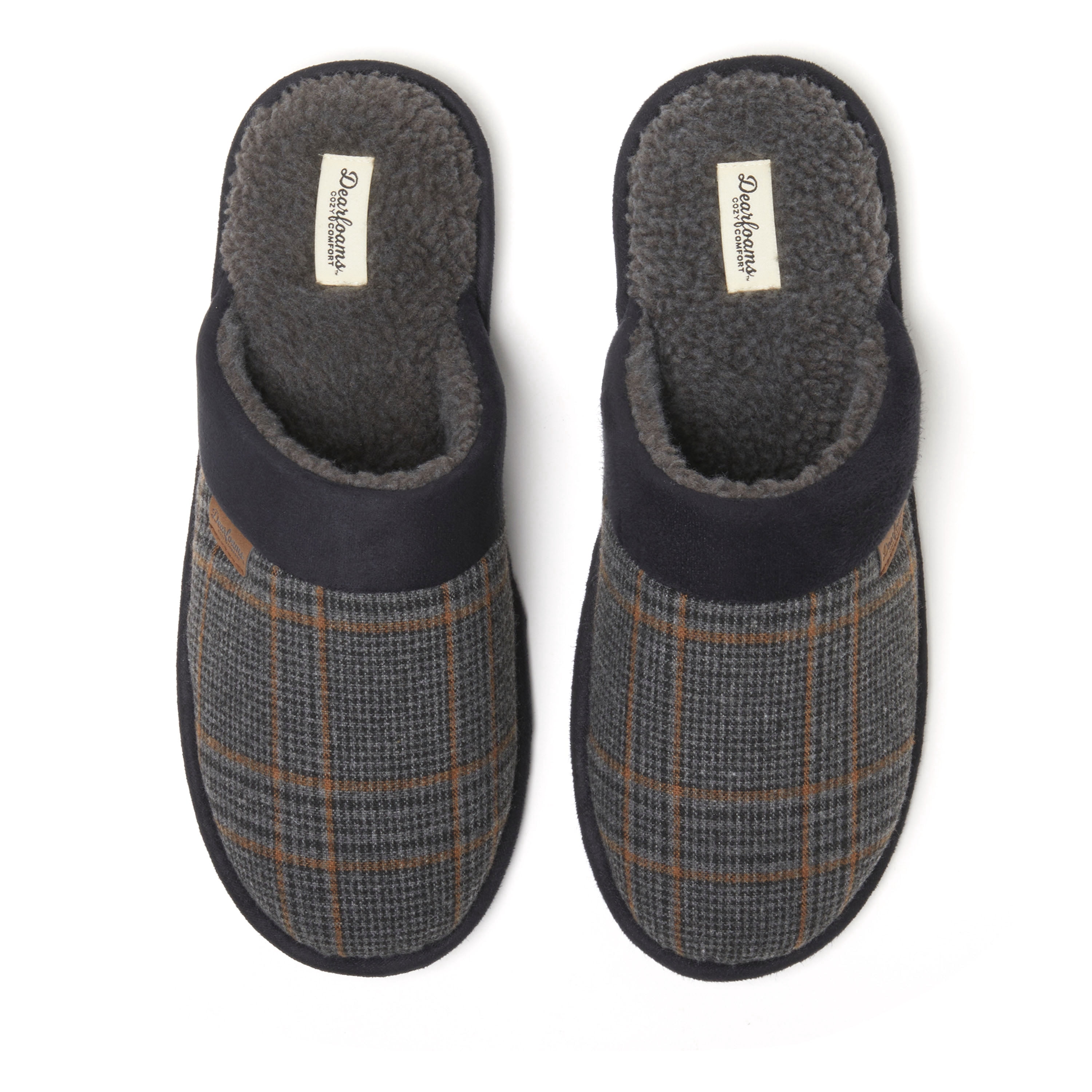 Dearfoams Cozy Comfort Men's Plaid Bound Scuff Slippers