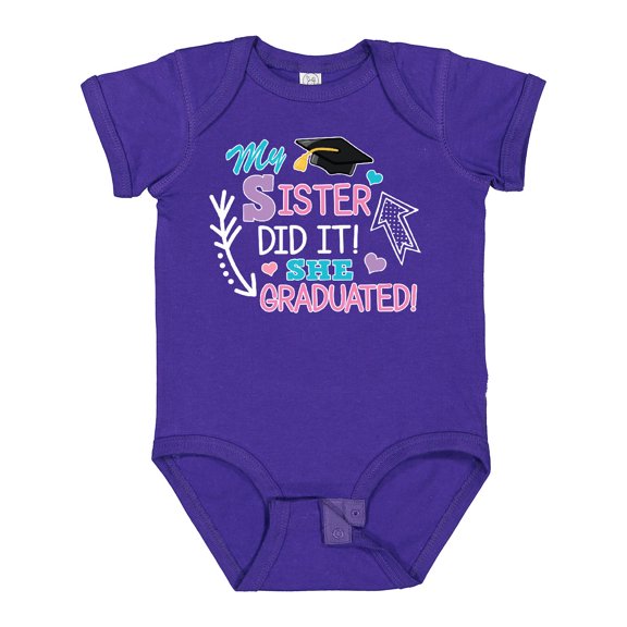 Inktastic My Sister Graduated with Cap and Arrows Girls Baby Bodysuit