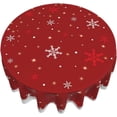 thumbnail image 6 of Christmas Tablecloth Round 60 Inch Red White Snowflake Stars Table Cloth Xmas Table Covers for Picnic Party Patio Holiday Home Kitchen Outdoor Decor, 6 of 6