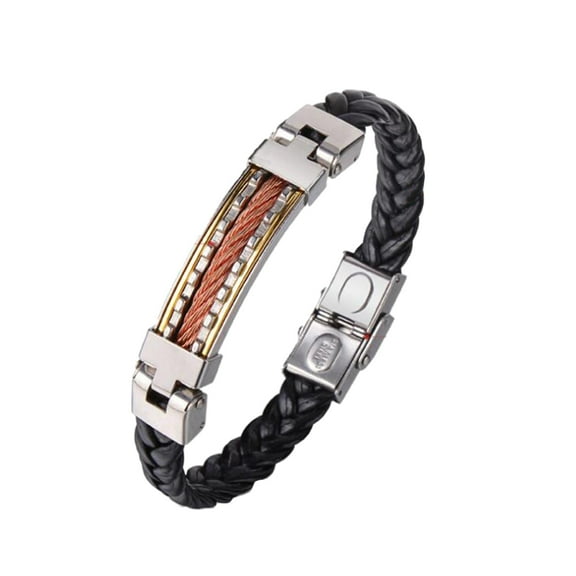 WHAMVOX Fashion Men's Chain Bracelet Individual Jewelry Polished Stainless Steel and Silicone Bracelet Metal Bracelet Hand Strap for Men