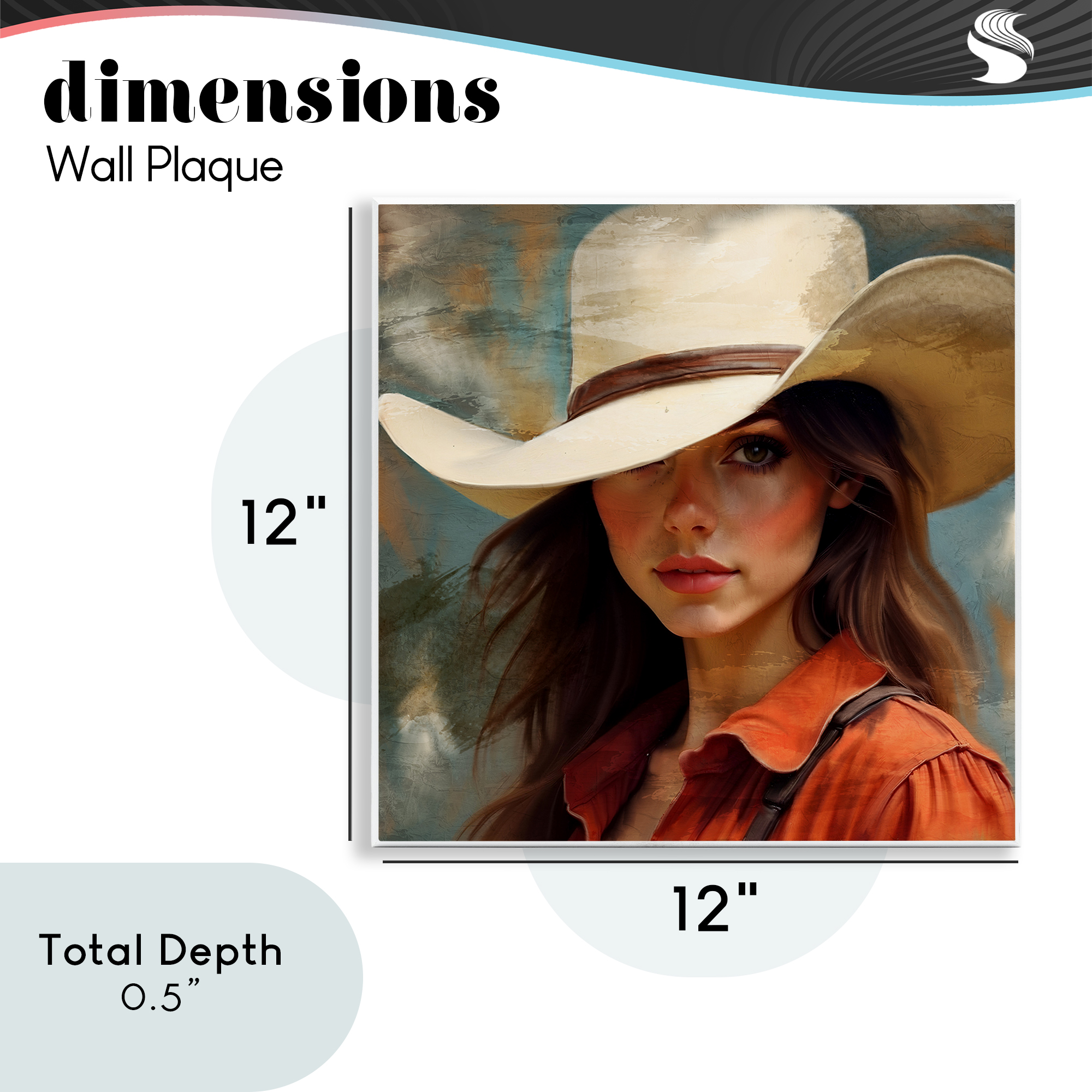 Cowgirl Gaze Beneath Hat Wall Plaque Art, design by Kim Allen