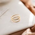 thumbnail image 1 of Anillo de estilo frío para mujer, diseño de nicho entrelazado de línea ultrafina de tres capas, anillo de dedo índice chapado en oro, moda para mujer, 1 of 3