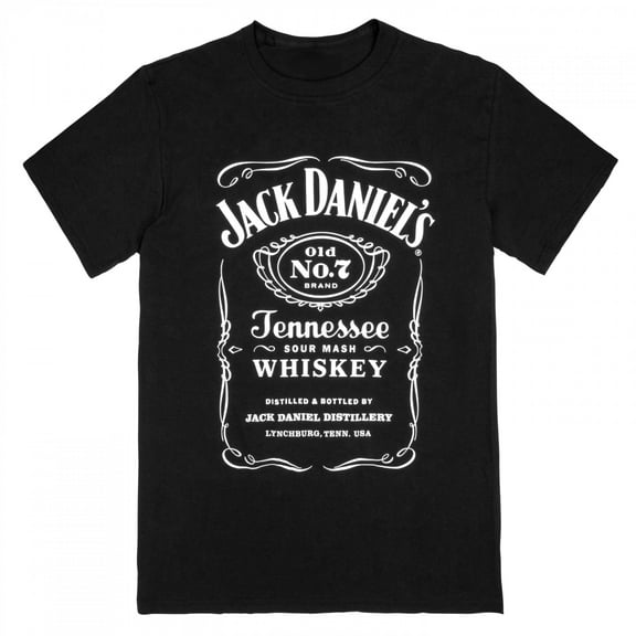 Jack Daniel's Tennessee Sour Mash Whiskey Label Black T-Shirt-Small