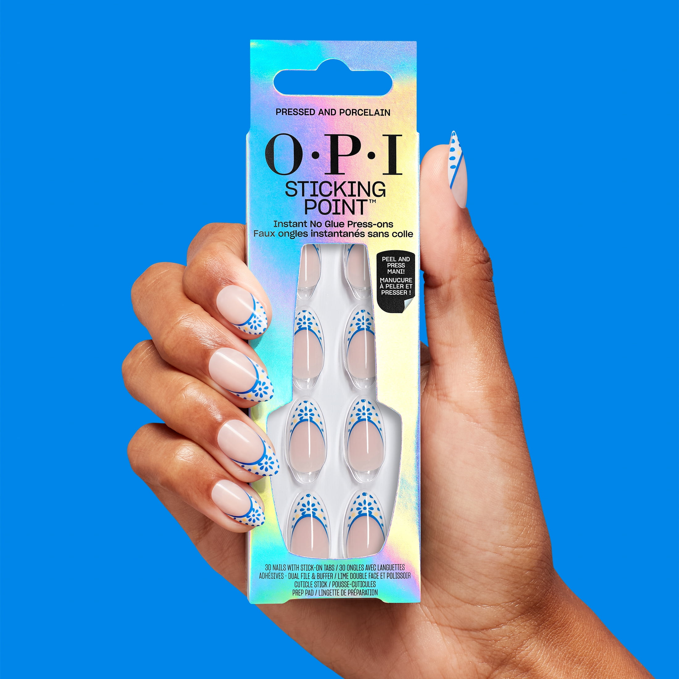 OPI Sticking Point Peel & Stick Artificial Nails with Built in Sticky Tabs, Pressed & Porcelain