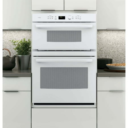GE Profile - 30" Built-In Single Electric Convection Wall Oven with Built-In Microwave - White on white