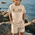 thumbnail image 2 of Fshinging Children Clothes Set Summer Letter Print Shorts Suit Short Sleeve Tops 2 Piece Set Garçon Ensemble Size 5-6 Years, 2 of 5