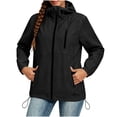 thumbnail image 6 of GERsome Women's Waterproof Jacket Full Zip Lightweight Travel Hiking Hooded Rain Coat with Pocket Black L, 6 of 7