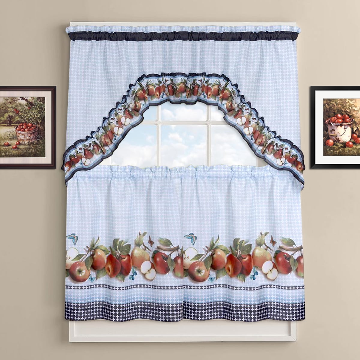Golden Delicious Tier and Swag Kitchen Curtain Set 36"L x 56"W