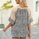 thumbnail image 5 of Camiseta de mujer de manga corta con estampado de cuello en V Top retorcido suelto de verano, albaricoque, S Inevent AP001233-09, 5 of 7