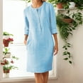 thumbnail image 2 of Robe Décontractée à Boutons pour Femmes avec Poches pour Maison Voyage Printemps Été Automne, 2 of 5