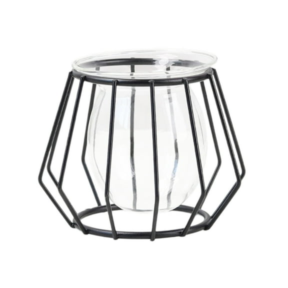 Glass Vase And Diamond Hexagonal Vase Holder Metal Hydroponic Vase Arrangement Home Living Room Decoration Green Flower Vase