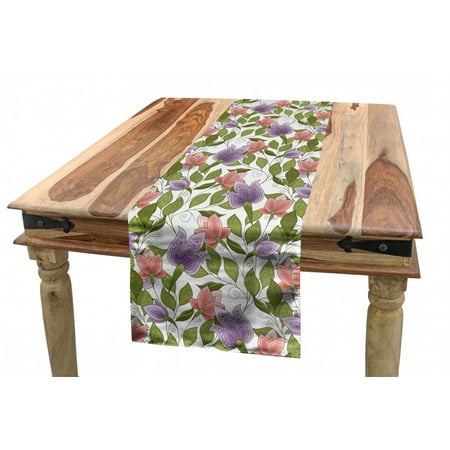 

Floral Table Runner Pastel Tone Tulip Flower Aged Ottoman National Petals Image Dining Room Kitchen Rectangular Runner 3 Sizes by Ambesonne