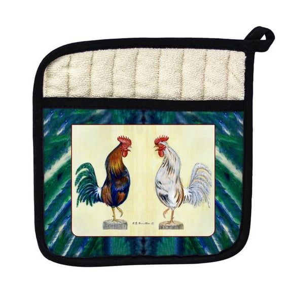Betsy Drake PT037 Roosters Pot Holder