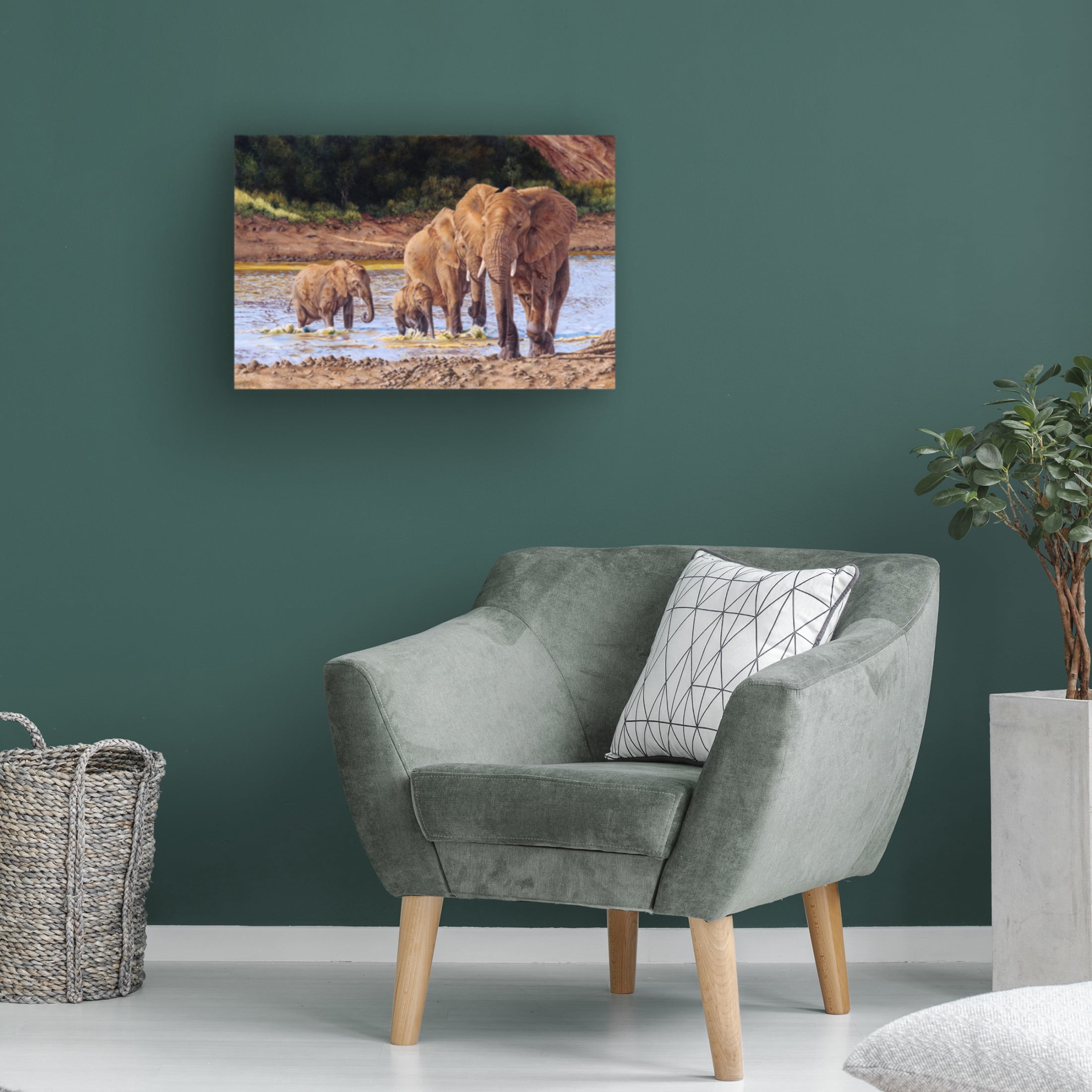 Canvas Wall Art - Delene Lambert 'Its an Elephant World' Wall Art for Living Room, Bedroom, or Office Décor by Trademark Fine Art - 47 x 30 Inches