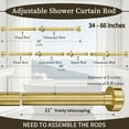 thumbnail image 6 of Tension Curtain Rod 34-66 inches-Never Rust, Non-Slip, No Drill Adjustable Spring Tension Rod for Laundry Door Closet Small Window Stainless Steel, Brushed Gold, 6 of 8