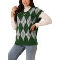 thumbnail image 4 of Chaleco de suéter sin mangas de color contrastante para mujer INSPIRE CHIC con cuello en V, 4 of 5
