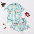 thumbnail image 4 of Tnhcen Women's Easter Pajamas 2 Piece Set, Summer Short Sleeve Button Down Print Sleepwear, Nylon Spandex Silky Comfortable Matching Sleep Shirt & Shorts, 4 of 5