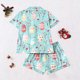 thumbnail image 5 of Blusa de Manga Corta Casual Turndown Botón Impresión Pantalones Cortos Conjunto para Mujeres Conjunto Corto de Verano, 5 of 6