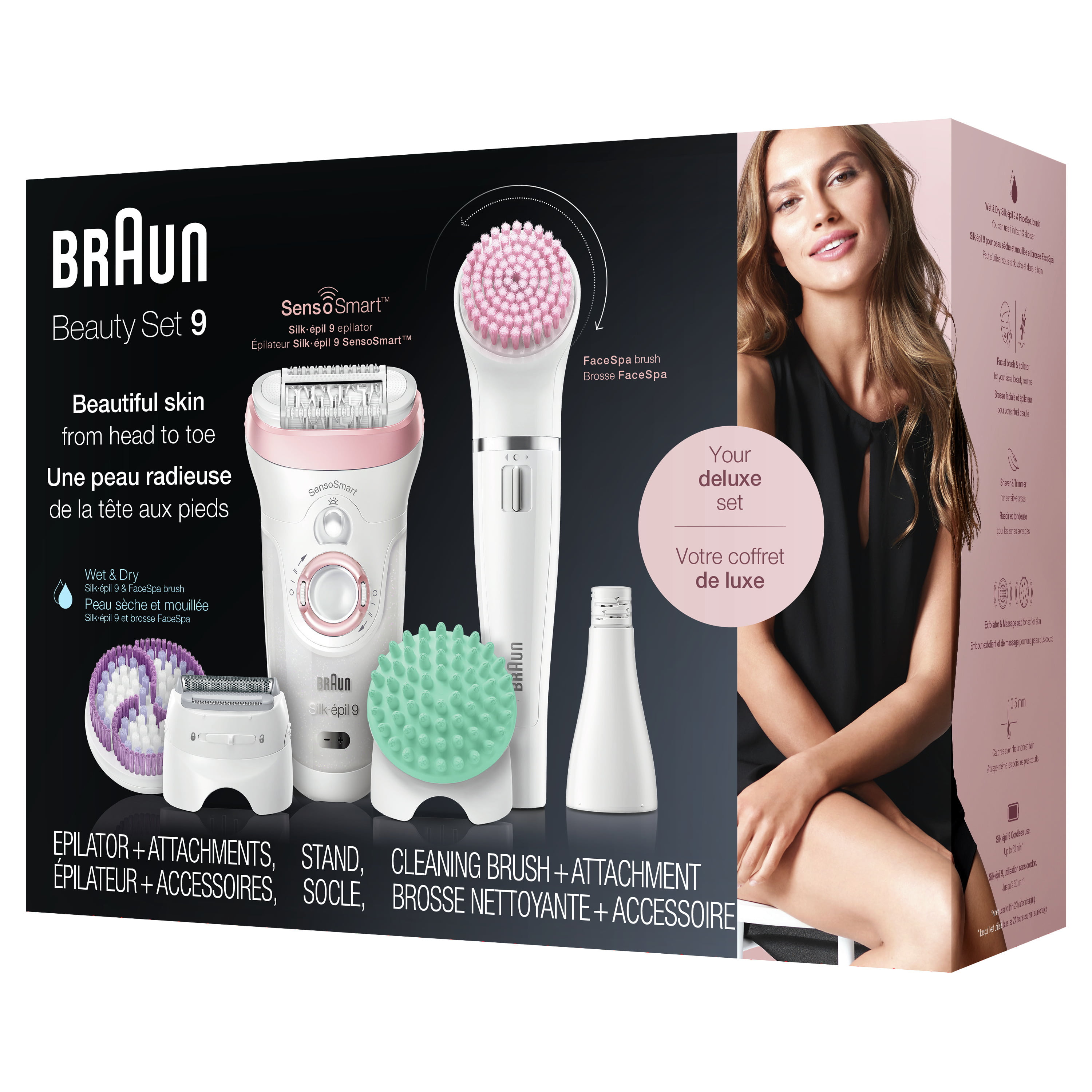 Braun Silk-Épil Beauty Set 9 Deluxe 7-in-1 Cordless Wet & Dry Hair Epilator for Women Walmart.com